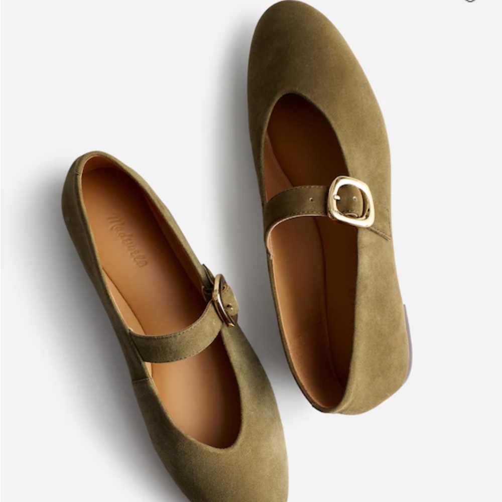 Madewell Suede Remy Puffy Mary Jane Flats in Camel Tan — Size 8.5